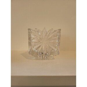 Mikasa Footed Lead Crystal Triangle Votive/tealight Candle Holder Fire Blossom